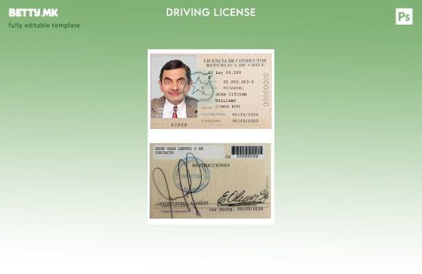 Модерен стил Чиле licencia de conductor шаблон